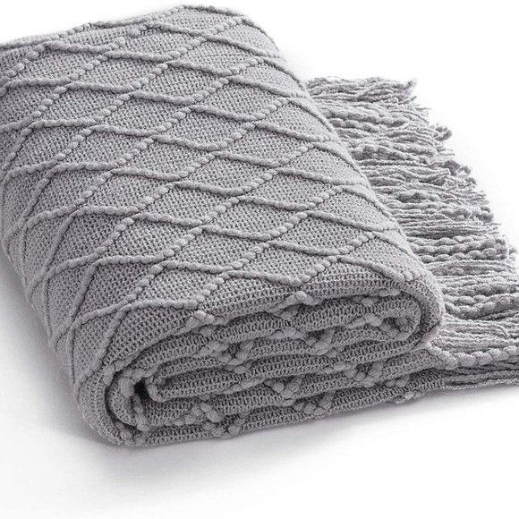 Accessories - NEW VALENTINES Day GIFT Throw Blanket 50"x60" accent decor Knit gray wrap shawl